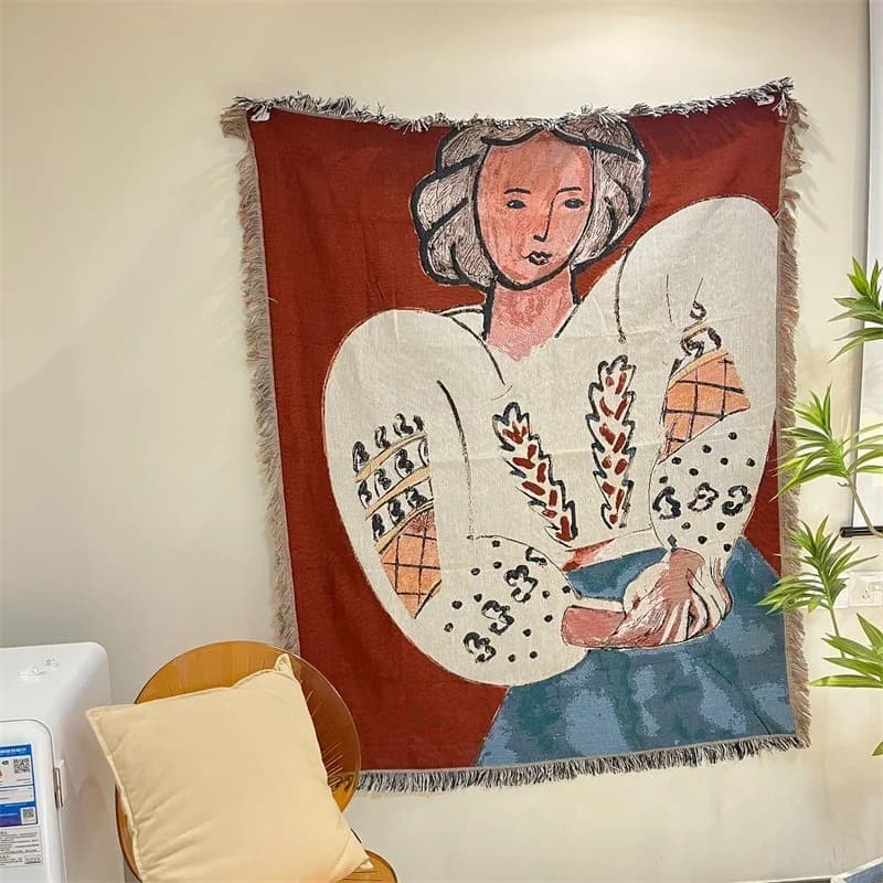 Tapeçaria Decorativa Estilo Matisse em Mistura de Algodão para Parede ou Sofá