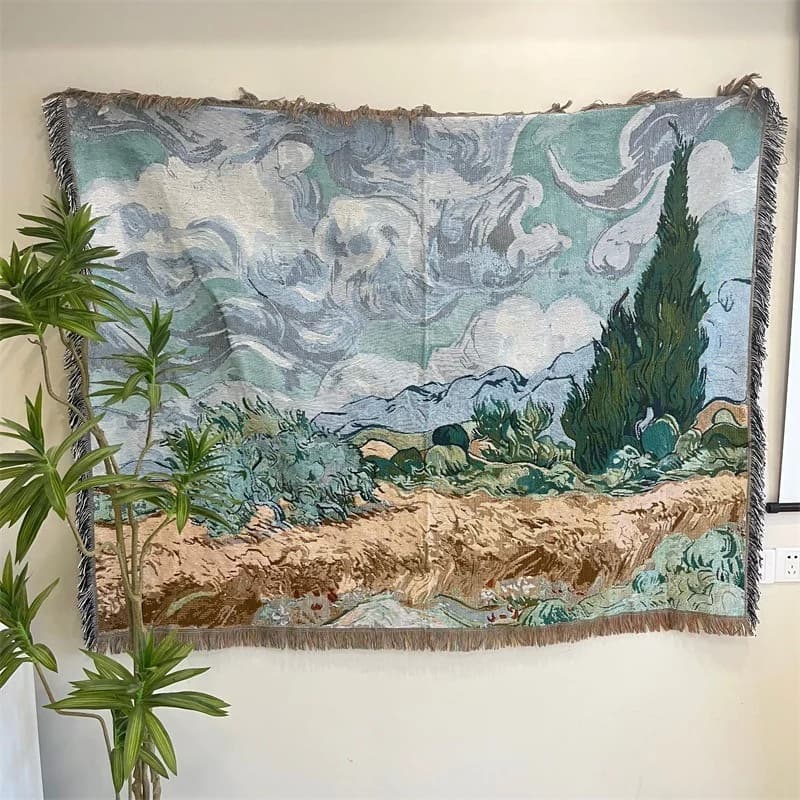 Manta Decorativa Tapeçaria Estampa Artística