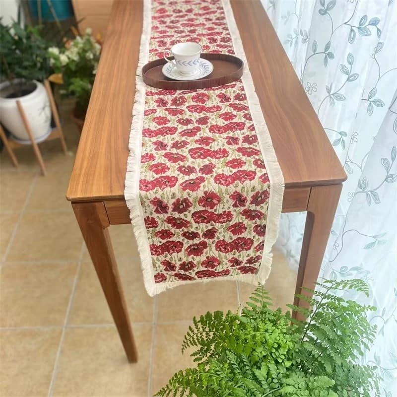 Caminho de Mesa Estilo Country Algodão com Estampa Floral