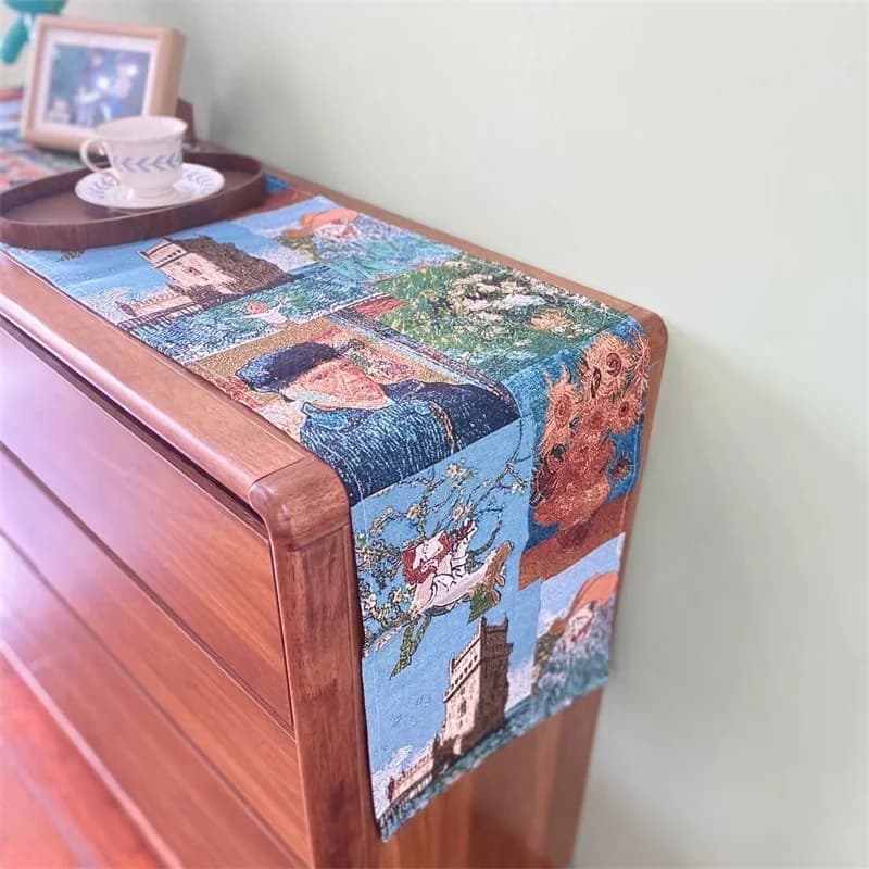 Caminho de Mesa Estilo Van Gogh em Algodão e Linho