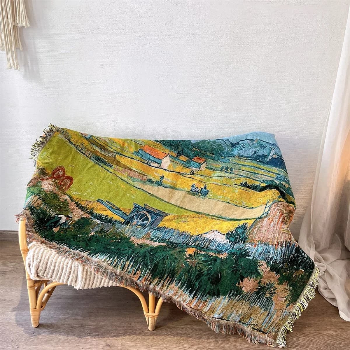 Manta de Sofá Tricotada com Estampa Van Gogh