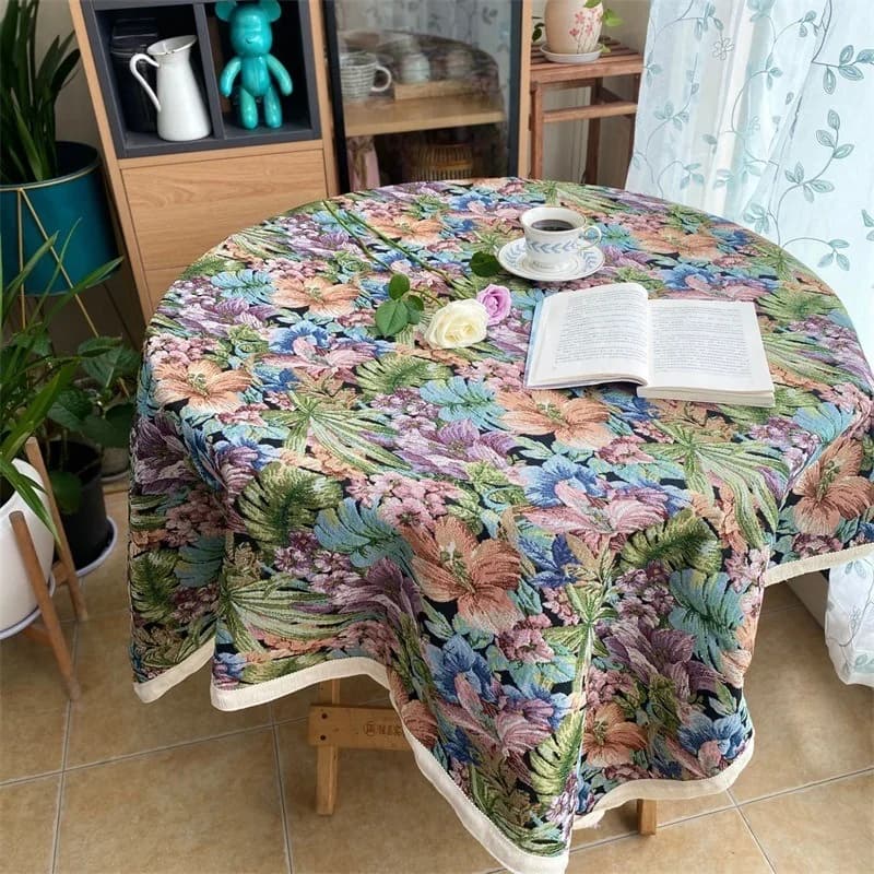 Toalha de Mesa e Caminho de Mesa Estilo Europeu com Franjas