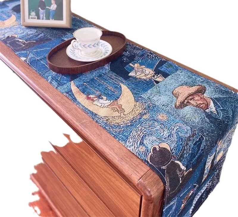 Caminho de Mesa Estilo Van Gogh em Algodão e Linho