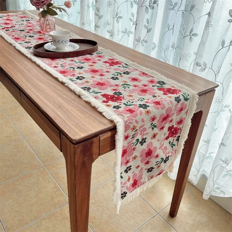 Caminho de Mesa Estilo Country Americano, Algodão e Floral