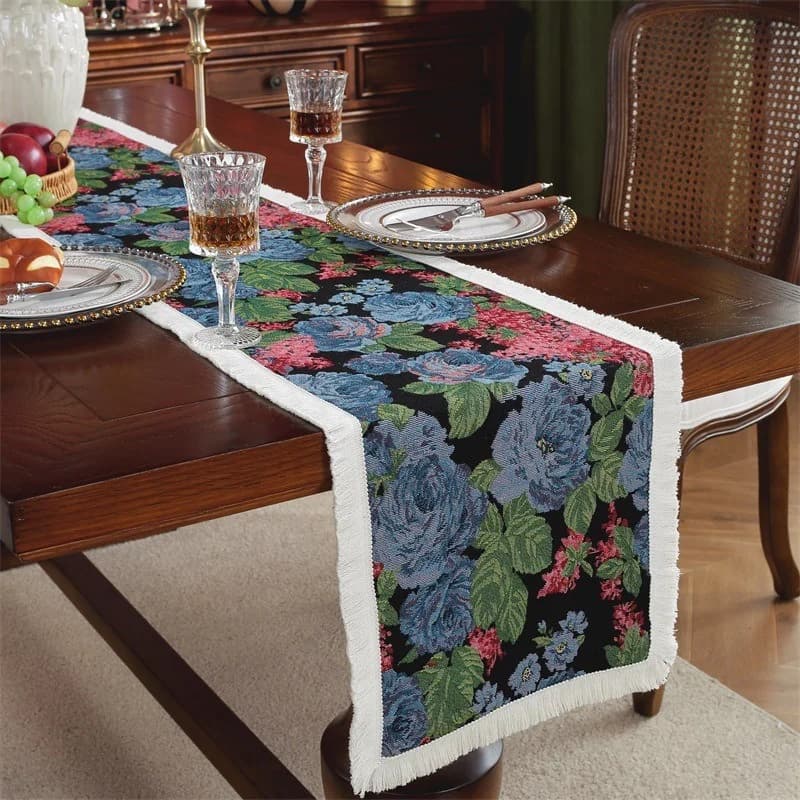 Caminho de Mesa Estilo Nórdico com Estampa Floral para Decoração