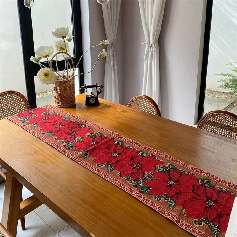 Caminho de Mesa de Natal Decoração Festiva em Algodão