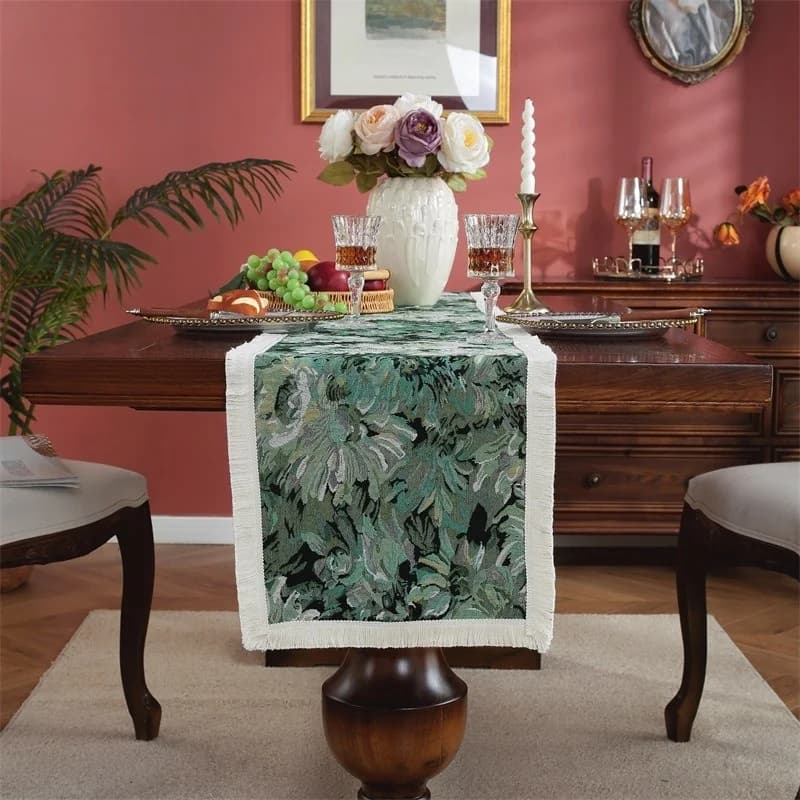 Caminho de Mesa Floral em Algodão e Poliéster para Decoração