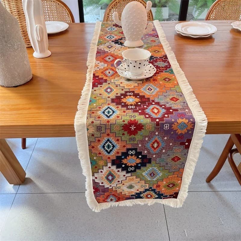 Caminho de Mesa Vintage em Algodão para Sala de Jantar e Estar