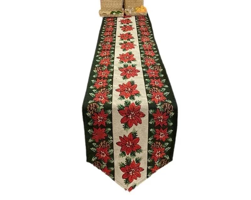 Caminho de Mesa de Natal com Franjas, Estilo Nórdico em Mistura de Poliéster e Algodão