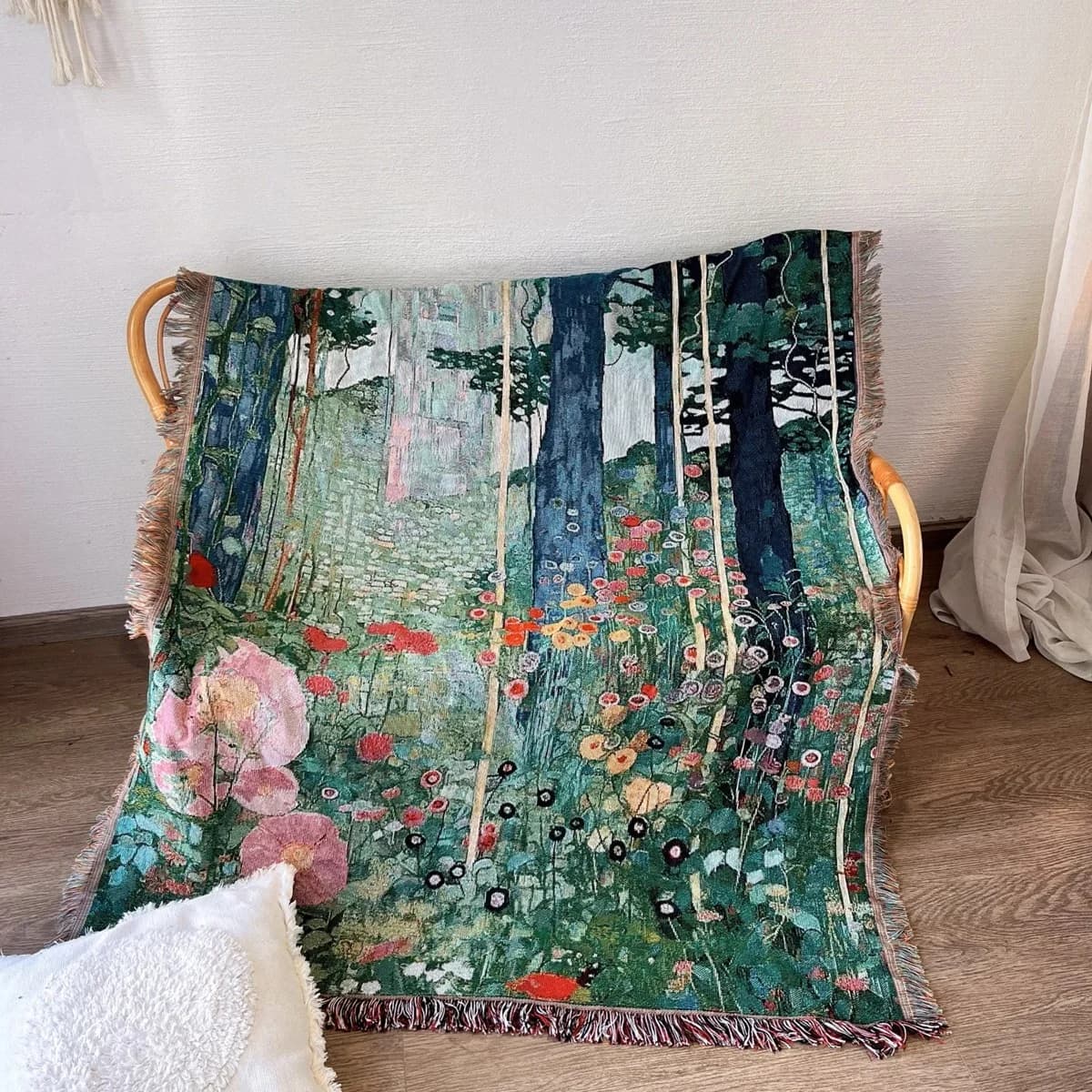 Manta Decorativa Tapeçaria Jardim Secreto Klimt para Sofá e Parede
