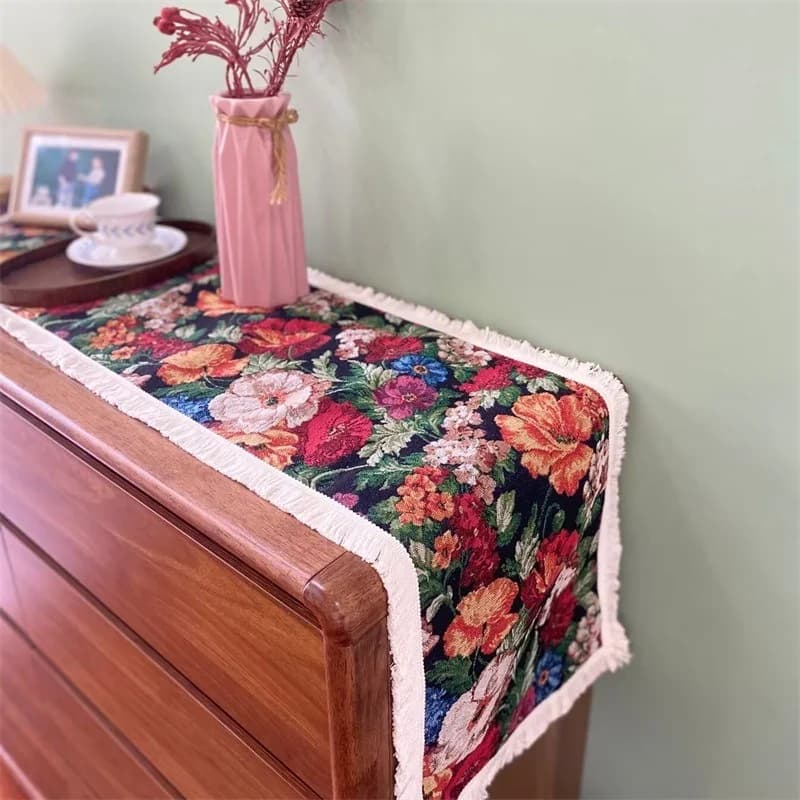Caminho de Mesa Estilo Country Americano Preto para Armários