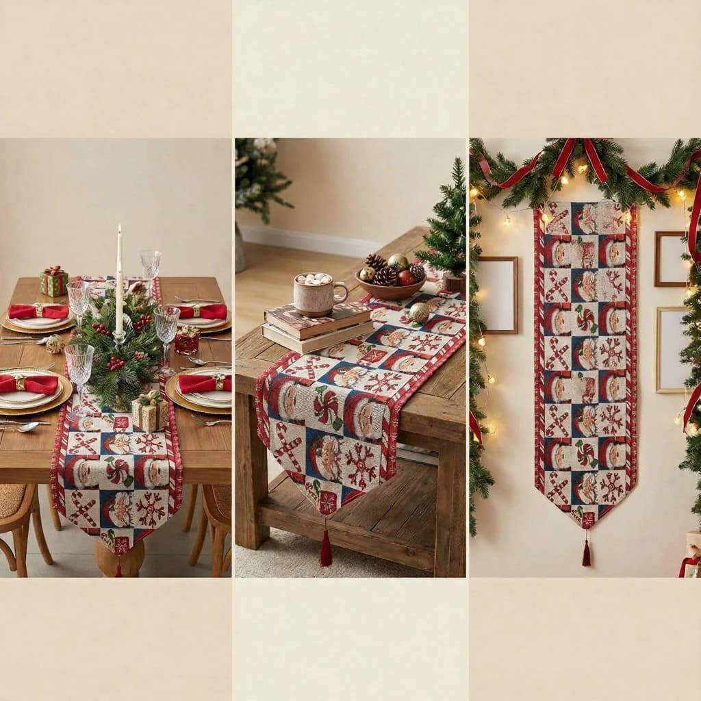 Caminho de Mesa de Natal Decoração Festiva para Mesa e Armário