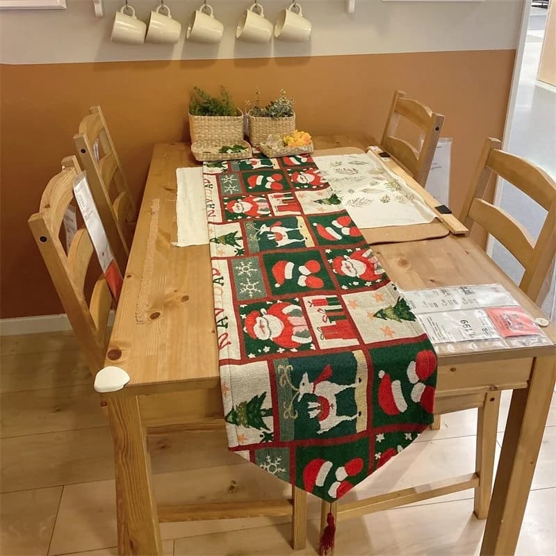 Caminho de Mesa de Natal Decoração Festiva em Algodão