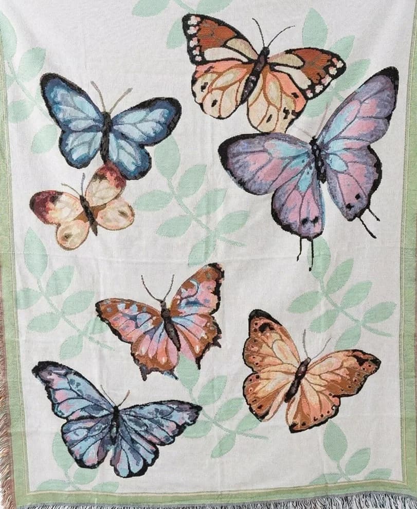 Manta Decorativa de Tapeçaria Artística em Algodão e Poliéster
