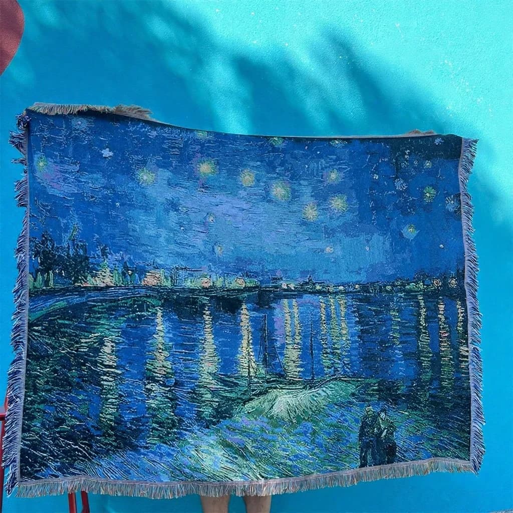 Manta Decorativa para Sofá em Mistura de Algodão com Estampa de Arte Abstrata