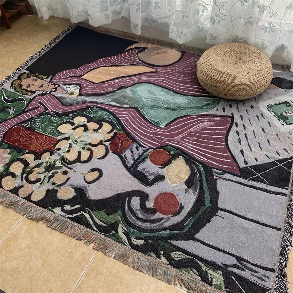 Manta Decorativa Tapeçaria Estilo Matisse para Sofá e Parede