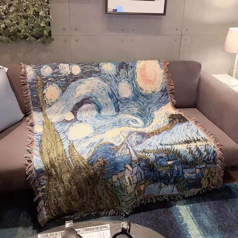 Manta de Sofá Noite Estrelada Van Gogh Capa Decorativa