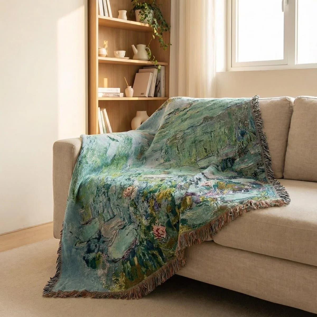 Manta Decorativa Tapeçaria Arte Impressionista para Sofá e Parede