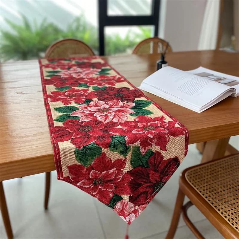 Caminho de Mesa de Natal Vermelho Decoração Festiva para Mesa de Jantar