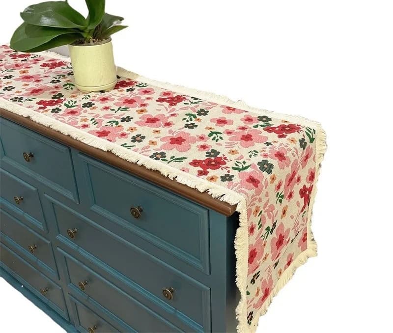 Caminho de Mesa Estilo Country Americano, Algodão e Floral
