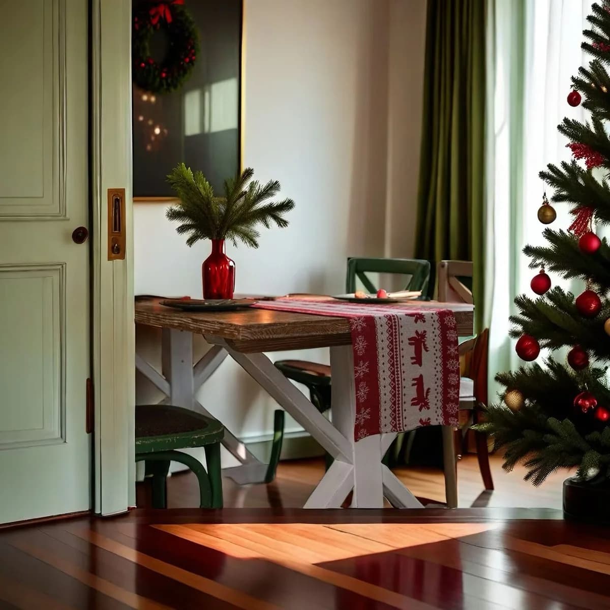 Caminho de Mesa Natalino Alce Nórdico Decoração Festiva