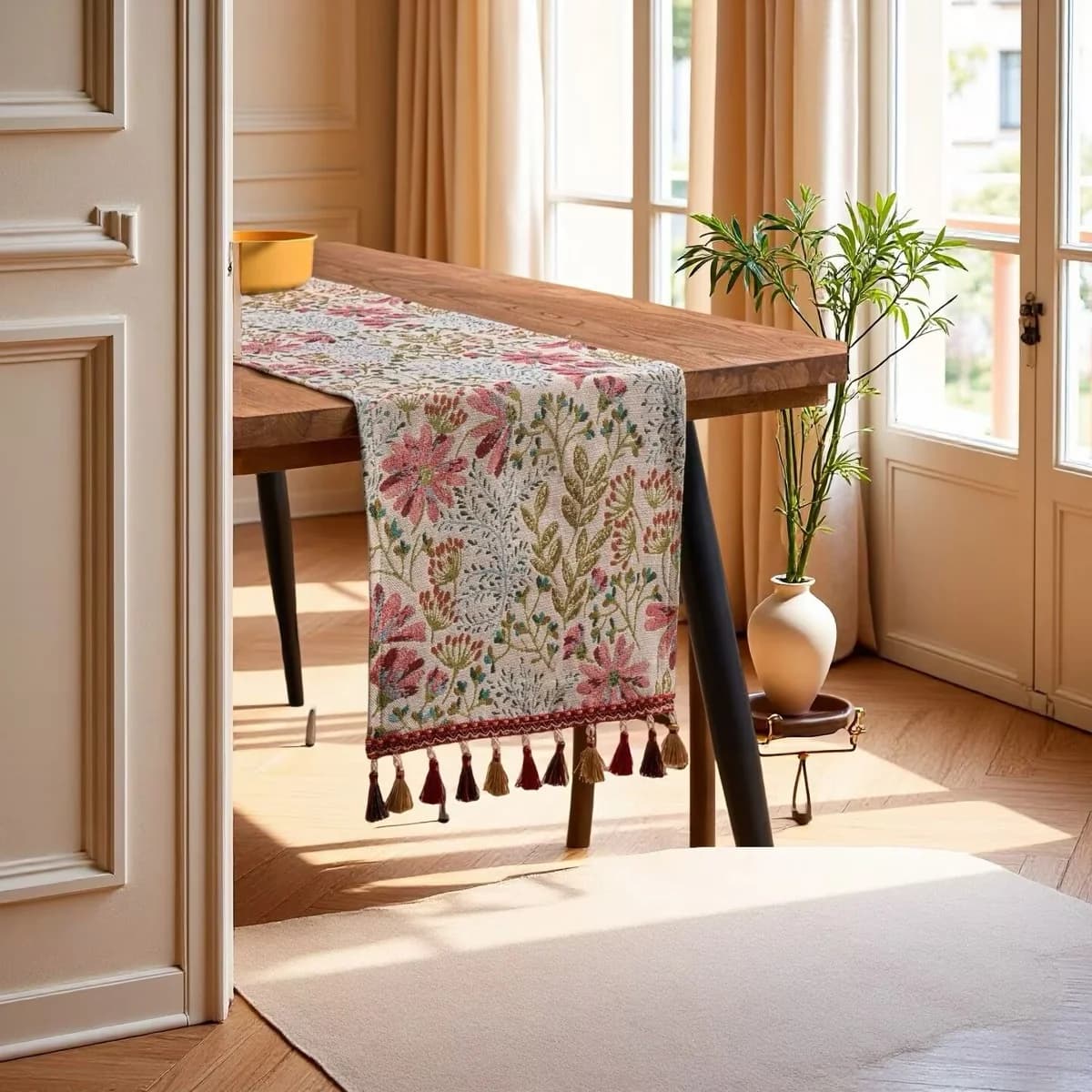 Caminho de Mesa Estilo Americano com Franjas para Decoração
