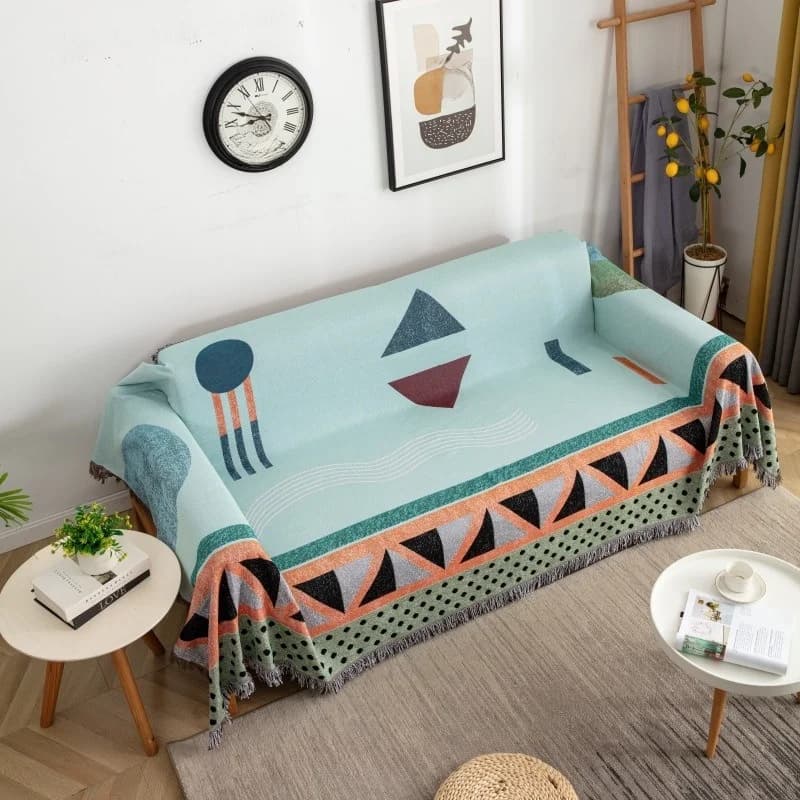 Manta Geométrica para Sofá - Proteção e Decoração
