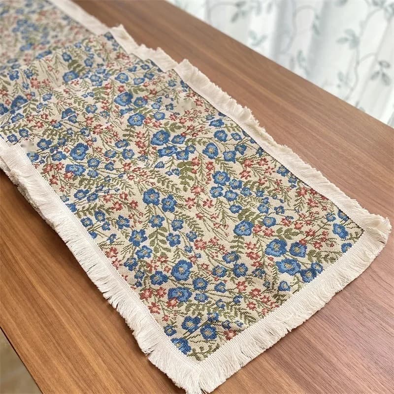 Caminho de Mesa Floral em Tecido Misto de Algodão para Decoração