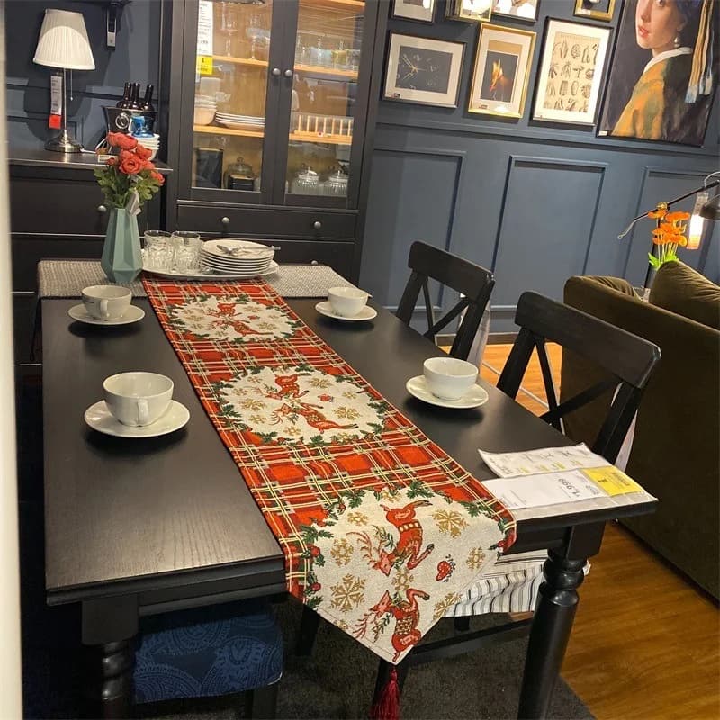 Caminho de Mesa de Natal Estilo Nórdico com Estampa de Rena