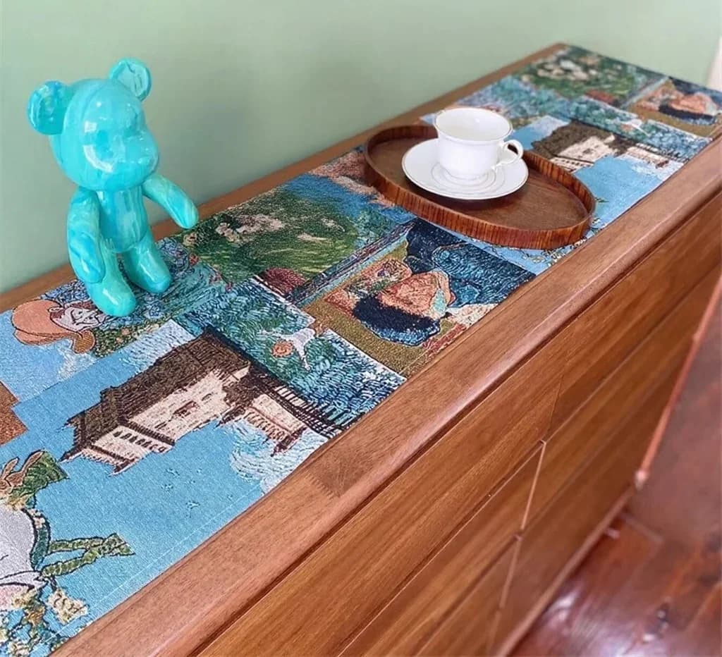 Caminho de Mesa Estilo Van Gogh em Algodão e Linho