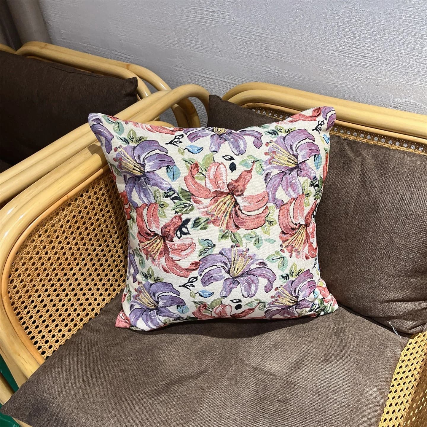 Capa de Almofada Jacquard Estilo Country Americano para Sofá
