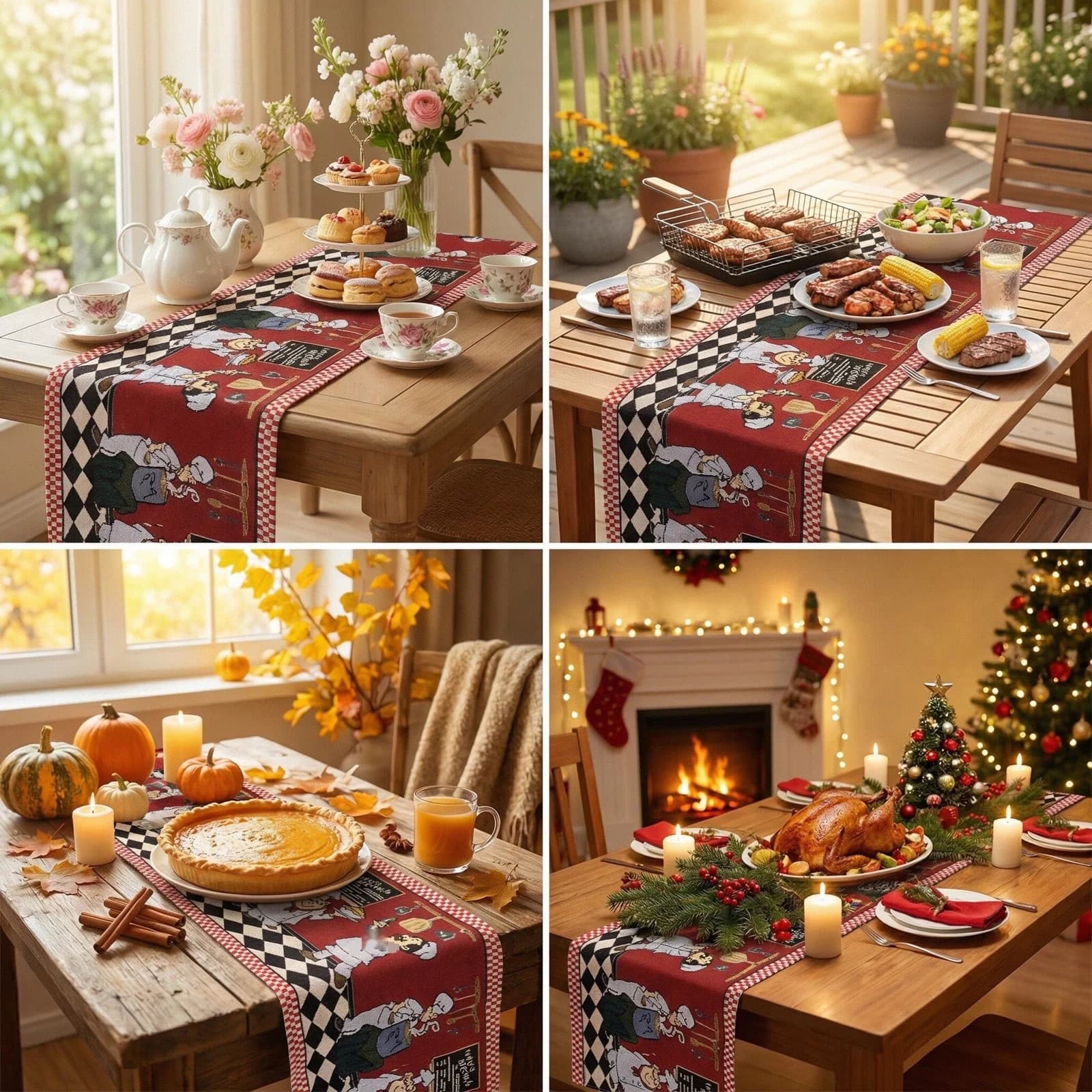Caminho de Mesa de Natal Decorativo Festivo para Mesa e Aparador