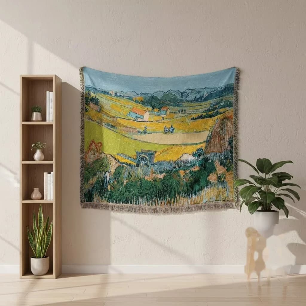 Manta Tapeçaria Estilo Van Gogh em Algodão para Arte de Parede e Sofá