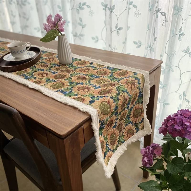 Caminho de Mesa Floral para Mesa de Jantar, Cama e Rack de TV