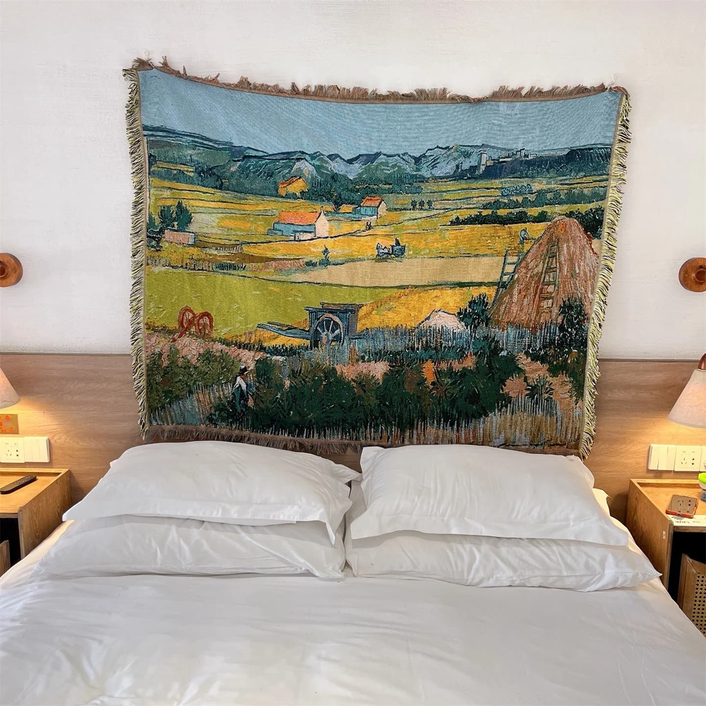 Manta Tecida Estilo Van Gogh para Sofá, Cama e Decoração de Parede 130x160cm