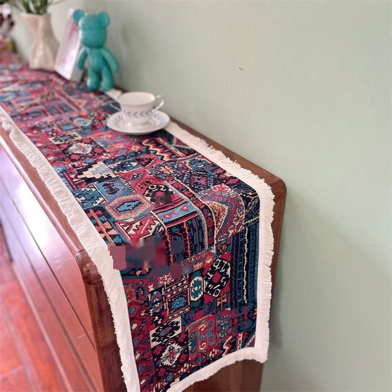 Caminho de Mesa Boho Algodão e Poliéster para Sala e Jantar