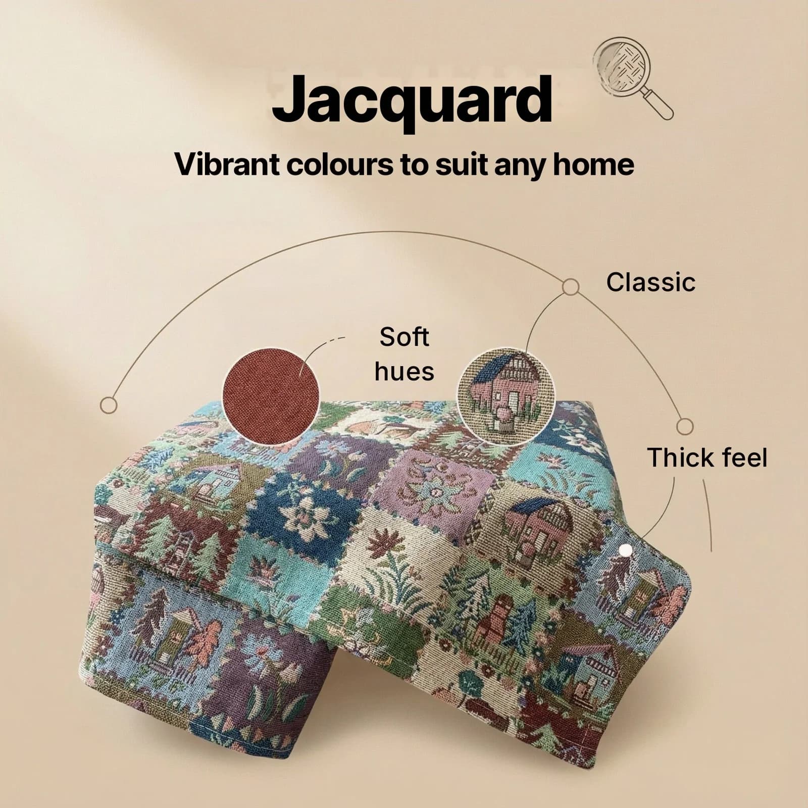 Caminho de Mesa e Toalha de Mesa em Mistura de Algodão com Estampa Jacquard Floral