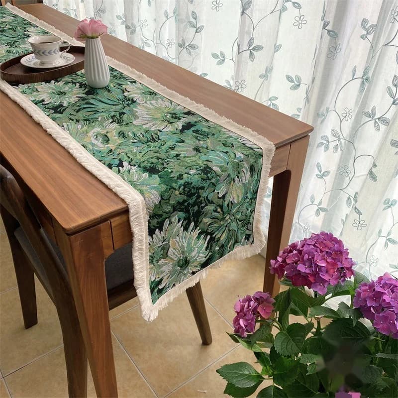 Caminho de Mesa Estilo Country Americano com Estampa Floral em Algodão