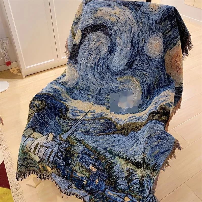 Manta de Sofá Noite Estrelada Van Gogh Capa Decorativa