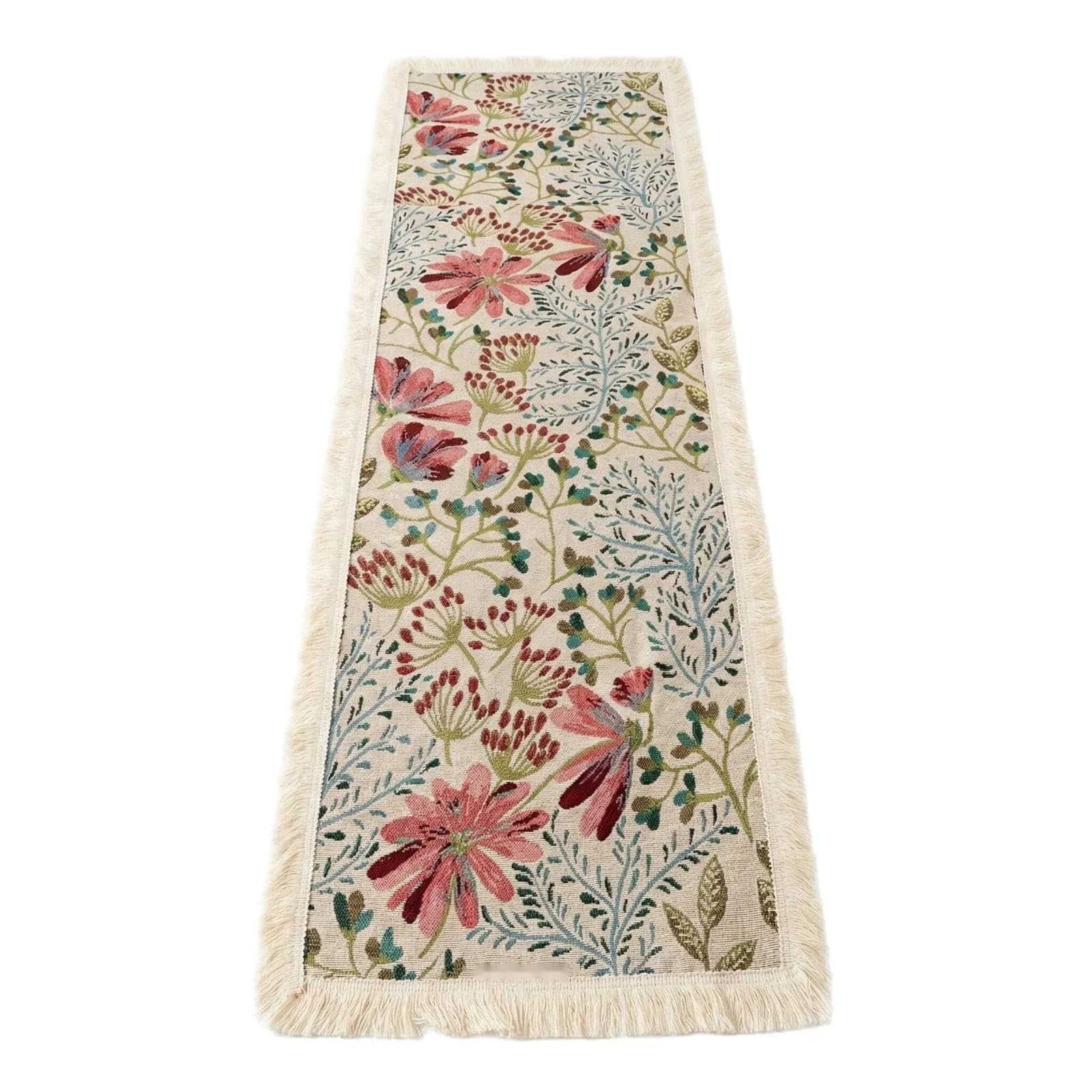 Caminho de Mesa Jacquard em Mistura de Algodão com Estampa Floral para Decoração de Jantar