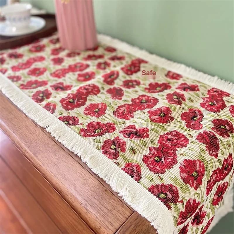 Caminho de Mesa Estilo Country Algodão com Estampa Floral