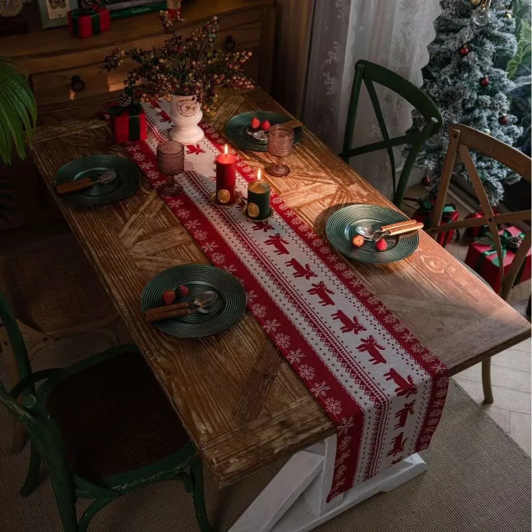 Caminho de Mesa Natalino Alce Nórdico Decoração Festiva