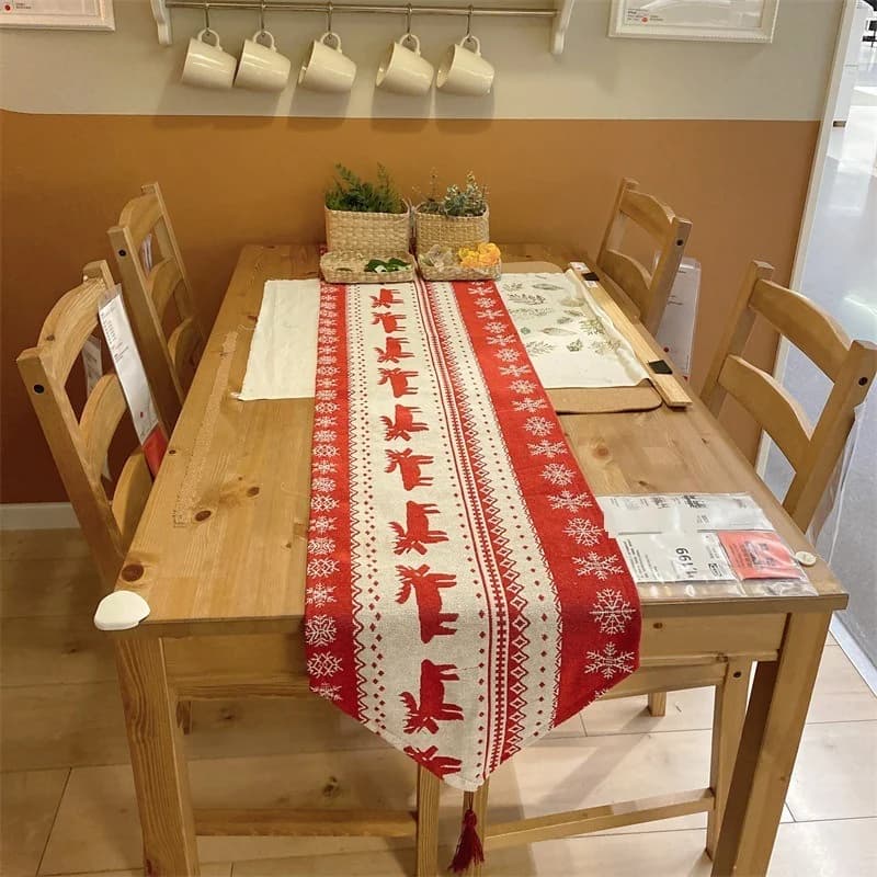 Caminho de Mesa de Natal Estilo Pintura a Óleo com Poinsétia
