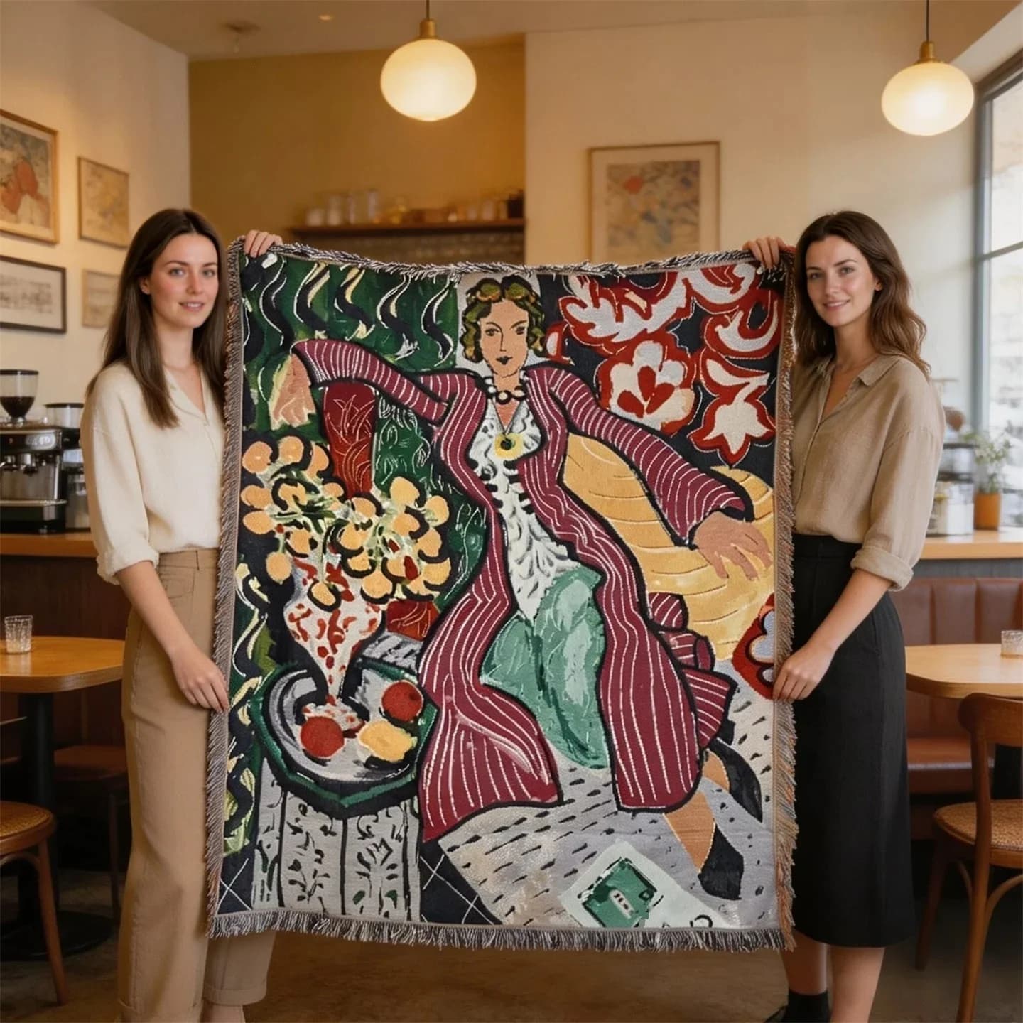 Manta de Tapeçaria Tecida Estilo Matisse para Decoração de Parede