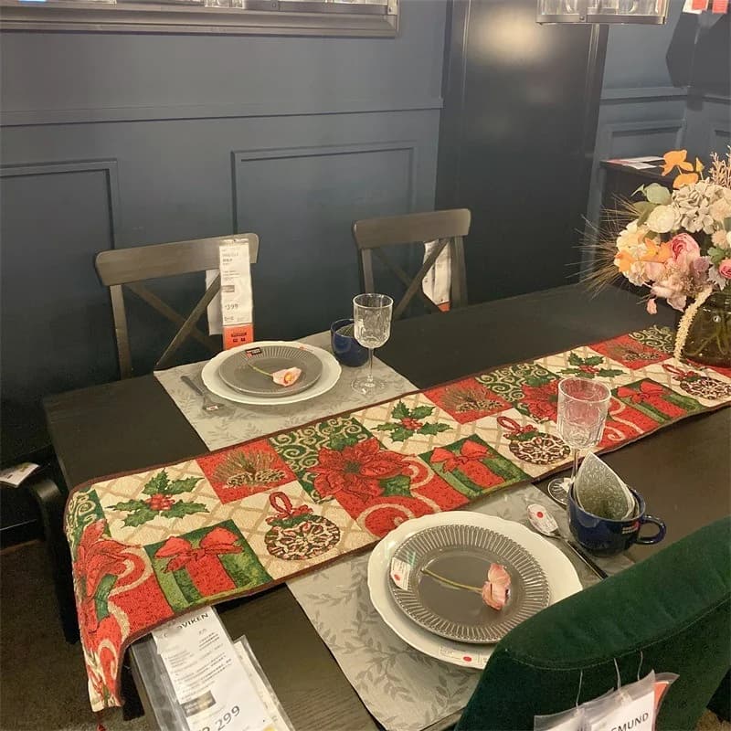 Caminho de Mesa de Natal em Mistura de Algodão Decoração Festiva