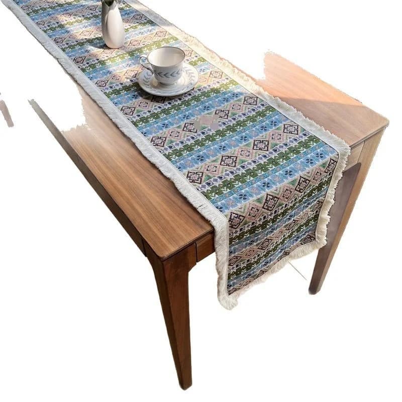 Caminho de Mesa Boho Algodão e Poliéster para Sala e Jantar