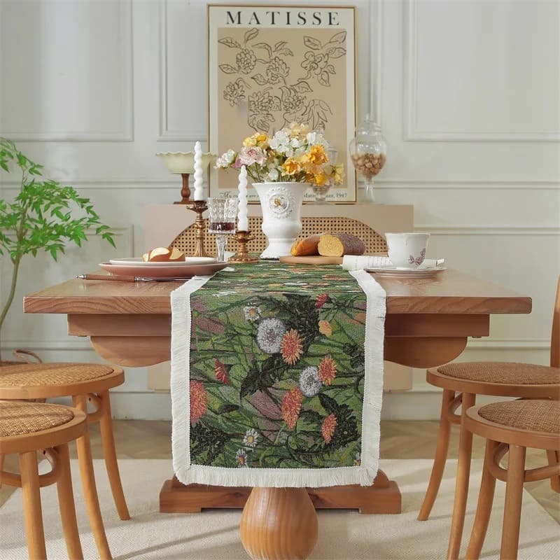 Caminho de Mesa Floral para Mesa de Jantar, Cama e Rack de TV