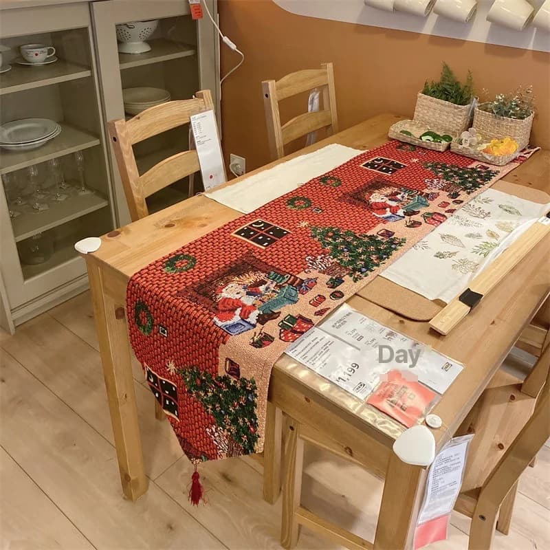 Caminho de Mesa de Natal Decorativo em Tecido Misto de Algodão