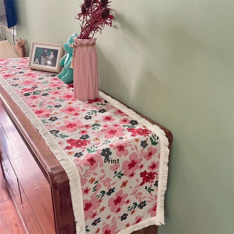 Caminho de Mesa Estilo Country Americano, Algodão e Floral