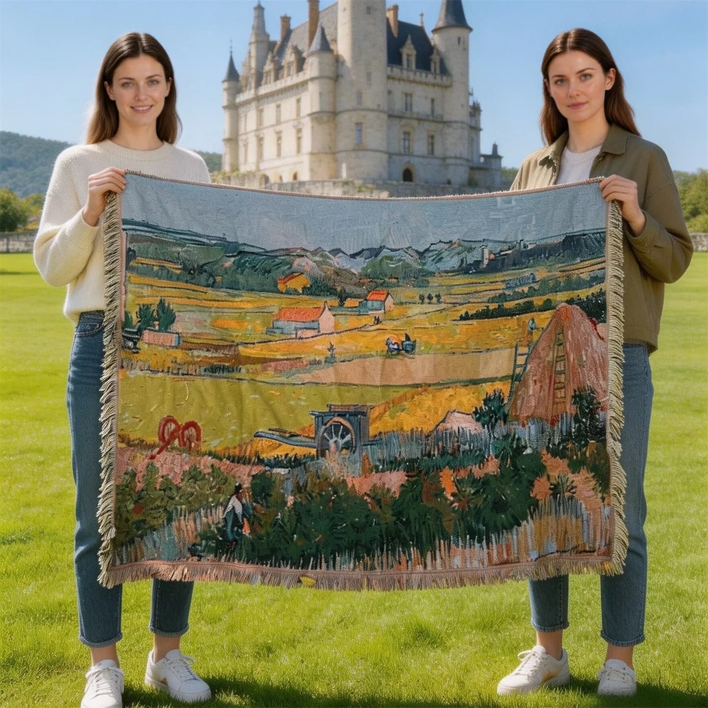 Manta Tapeçaria Estilo Van Gogh em Algodão para Arte de Parede e Sofá